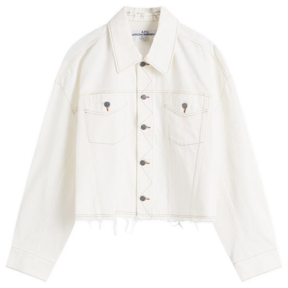 A.P.C. Men's x Natacha Ramsay Levi Raw Edge Denim Jacket in Ecru Cover