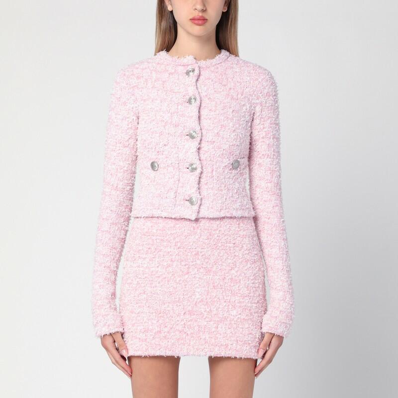 Balenciaga Pink cotton blend tweed cropped cardigan Cover