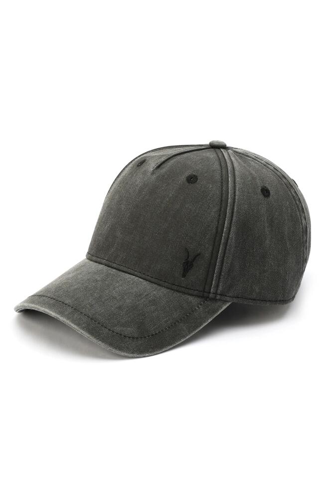 AllSaints Ramskull Baseball Cap in Washed Black Cover