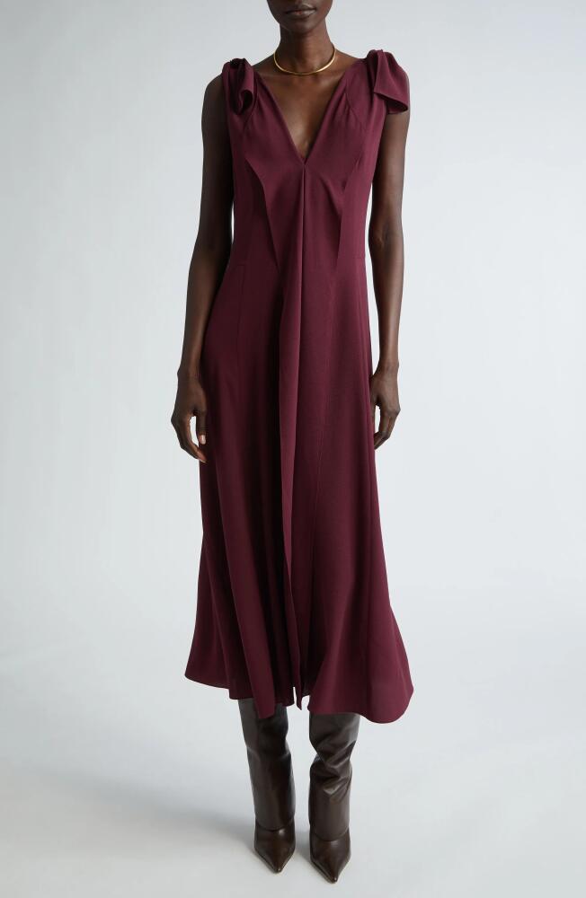 St. John Collection Ruffle Sleeveless Stretch Crepe A-Line Dress in Garnet Cover