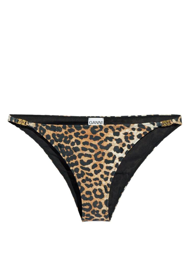 GANNI leopard-print bikini bottoms - Brown Cover