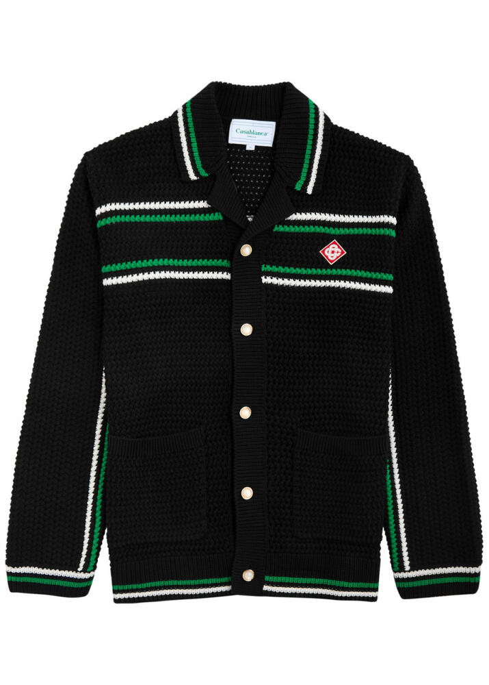 Casablanca Stripe-intarsia Crochet-knit Overshirt - Black Cover