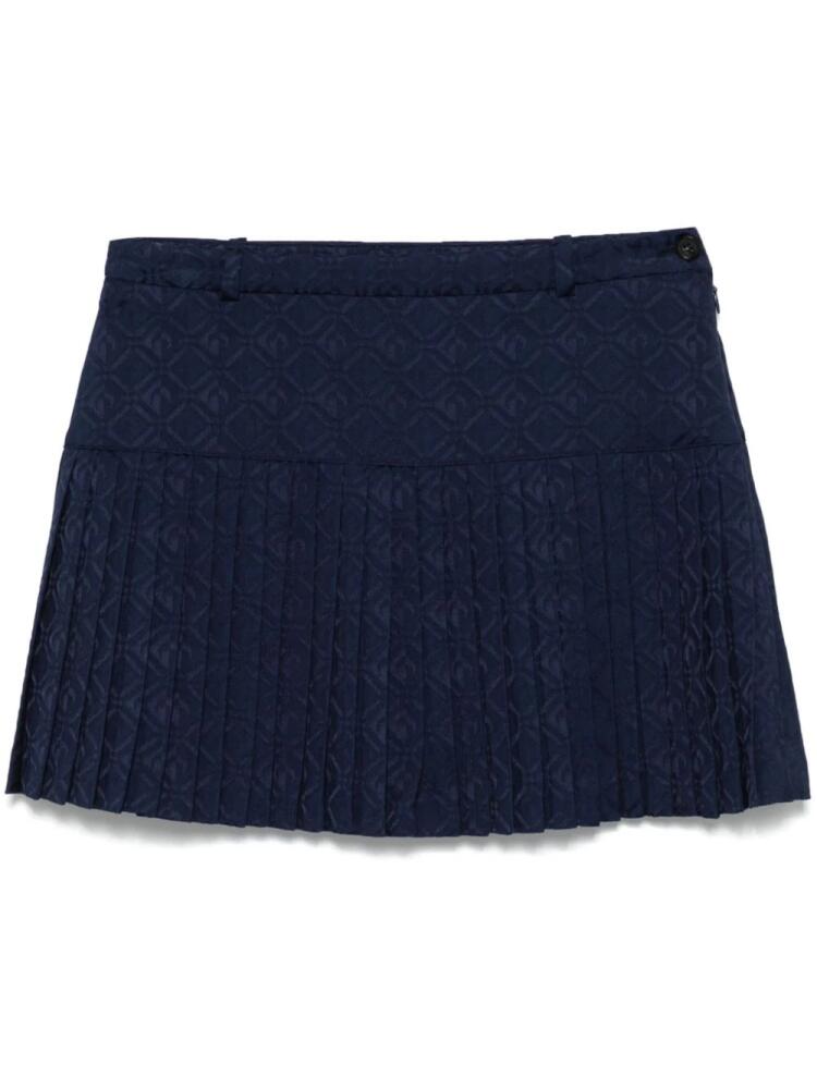 Marine Serre Moon Diamond-jacquard plaetd mini skirt - Blue Cover