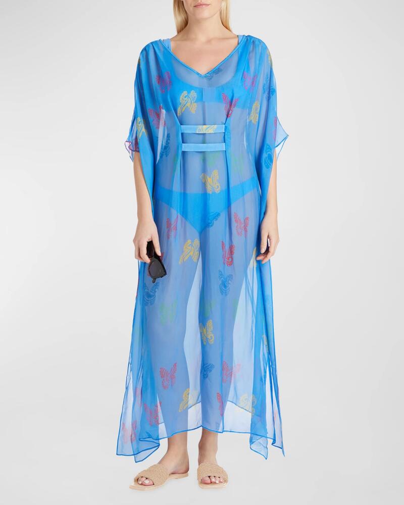 VALIMARE Florence Sheer Butterfly Caftan Coverup Cover