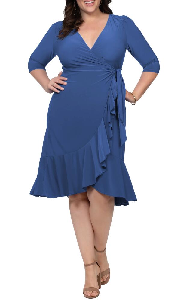 Kiyonna Whimsy Wrap Dress in Slate Blue Cover