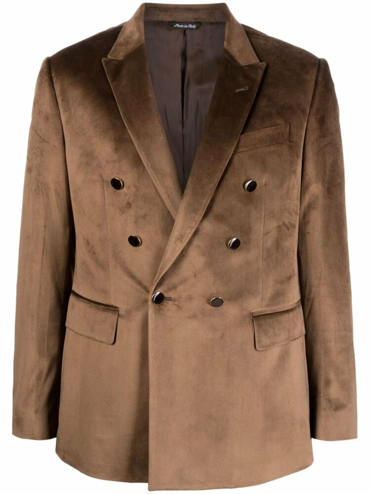 Reveres 1949 double-breasted velour blazer - Brown Cover