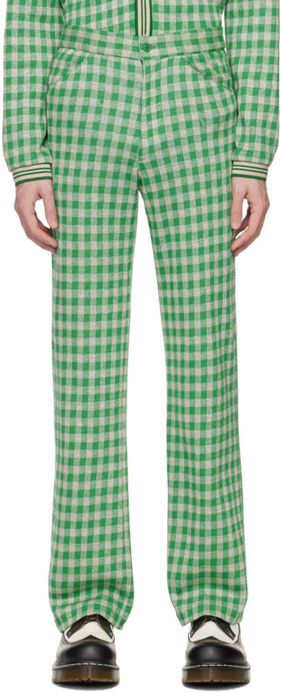 Anna Sui SSENSE Exclusive Green Gingham Trousers Cover