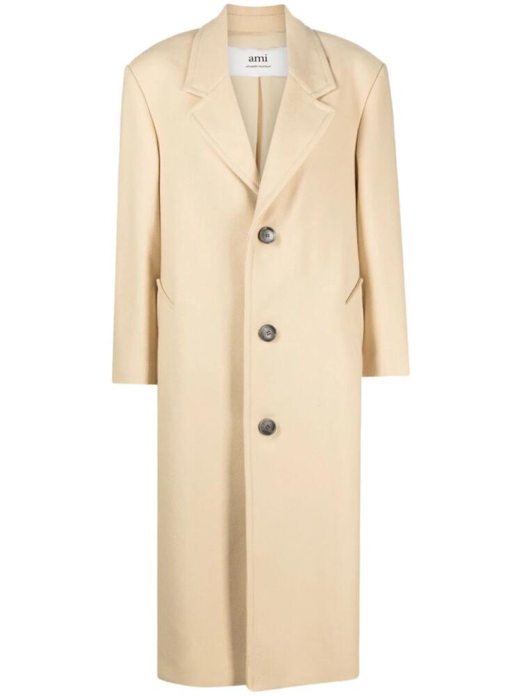 AMI Paris single-breasted gabardine coat - Neutrals Cover