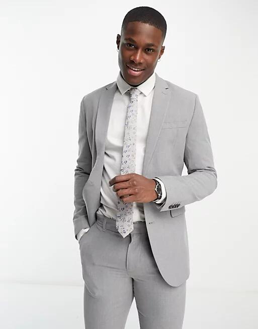 New Look skinny suit jacket in gray Cover