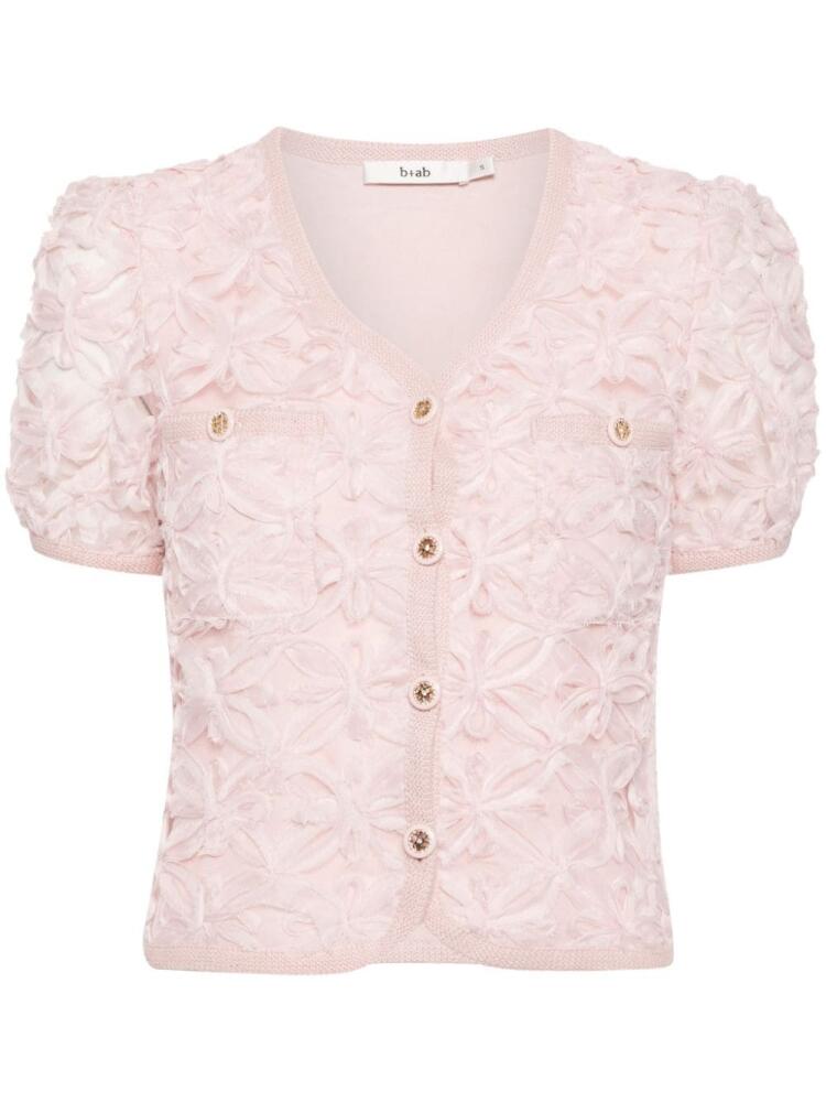 b+ab floral-applqué short-sleeve jacket - Pink Cover