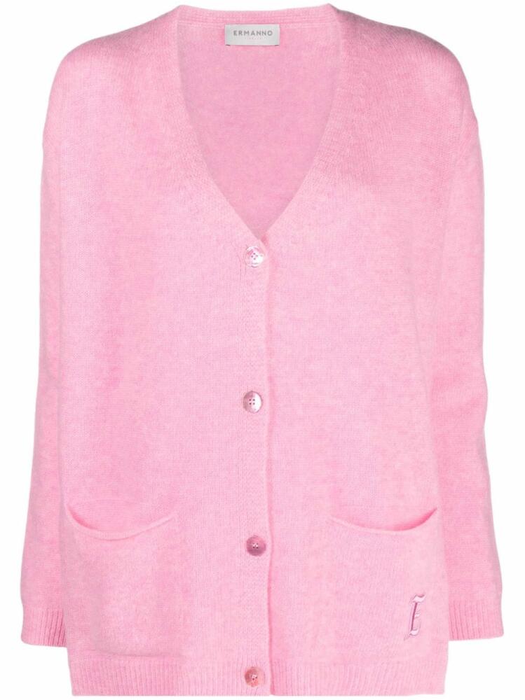 ERMANNO FIRENZE V-neck wool-cashmere blend cardigan - Pink Cover