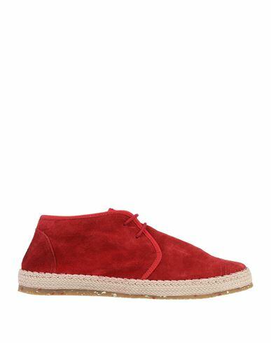 Brimarts Man Espadrilles Red Soft Leather Cover