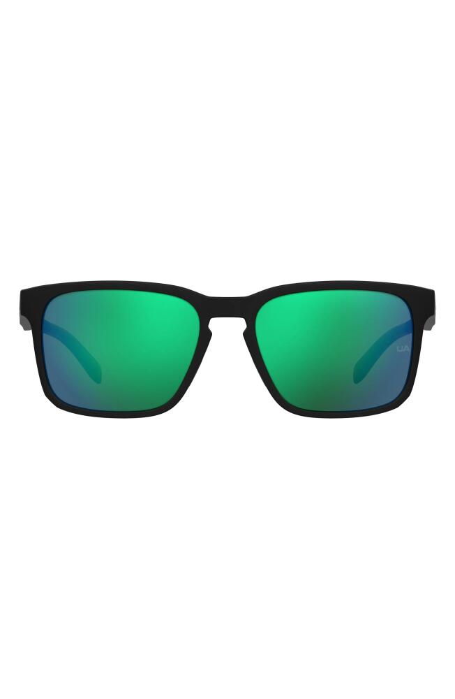 Under Armour 57mm Rectangular Sunglasses in Black/Green Multilayer Cover