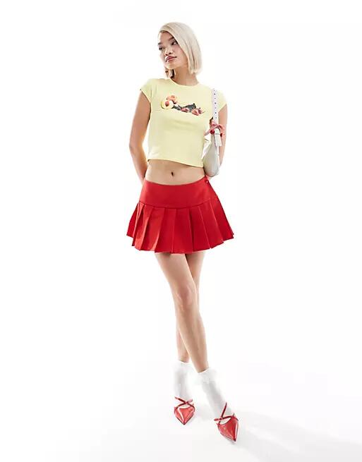 Motel casini pleated mini skirt in red Cover