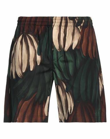 Msgm Man Shorts & Bermuda Shorts Dark green Cotton Cover