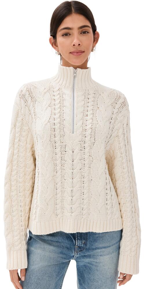 Jenni Kayne Cotton Cable Half Zip Ivory Cover