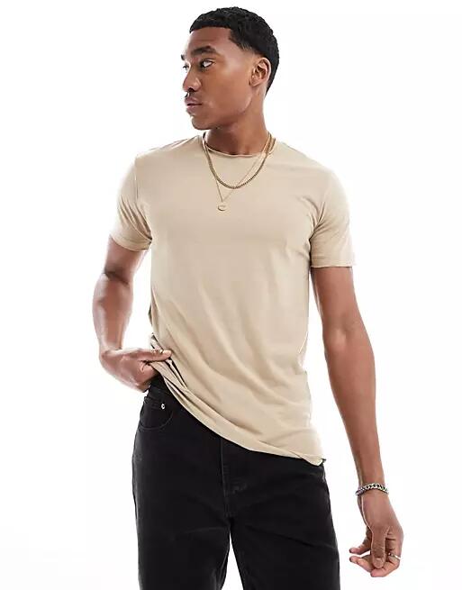 DTT raw edge t-shirt in stone-Neutral Cover