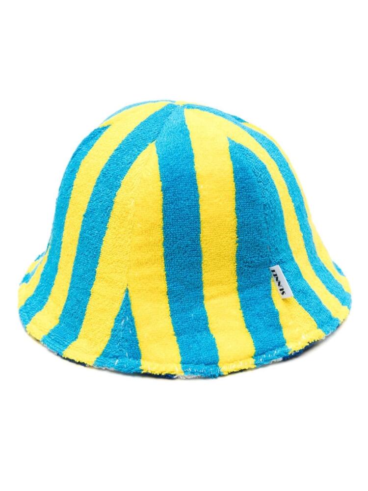 Sunnei striped reversible terry-cloth sun hat - Yellow Cover