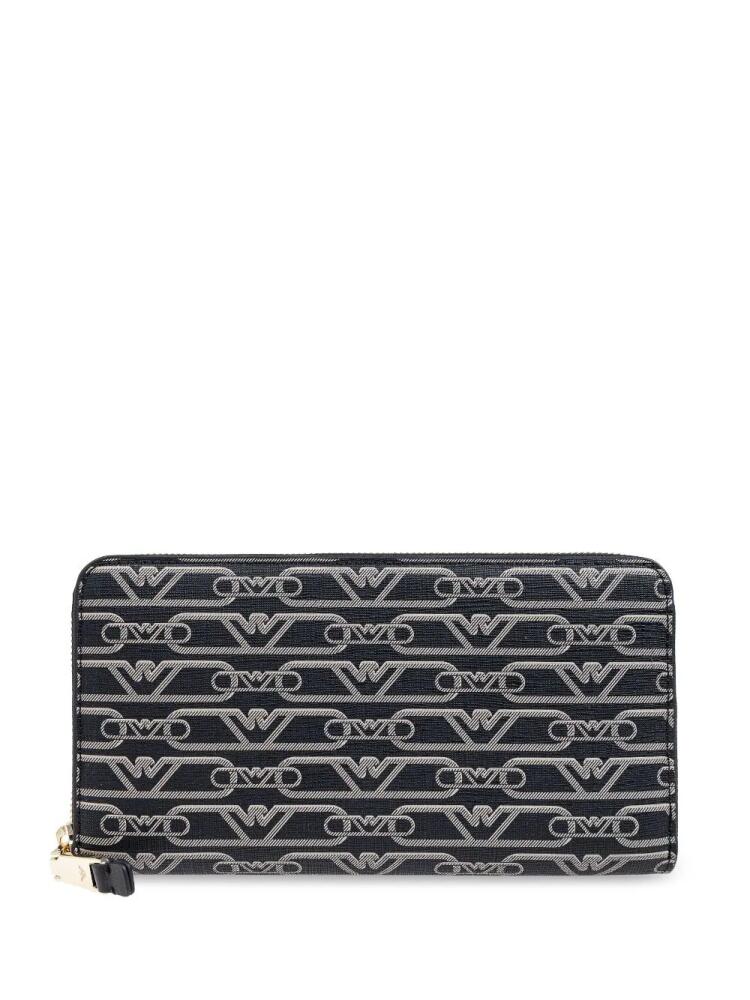 Emporio Armani jacquard-print zipped wallet - Black Cover