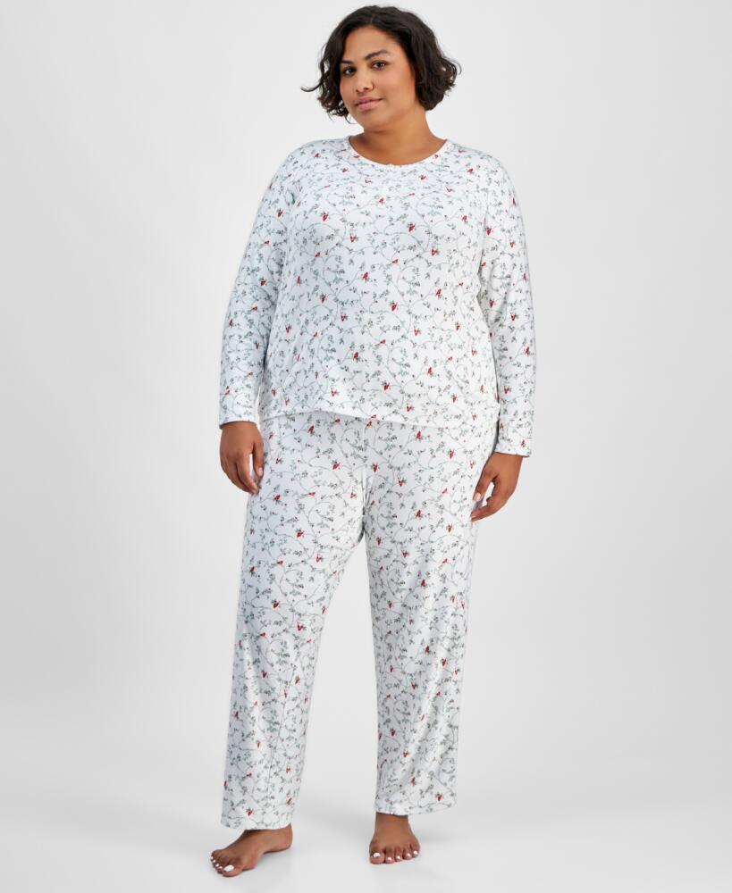 Charter Club Plus Size 2-Pc. Soft Knit Floral Pajamas Set, Created for Macy's - Delicate Cardinal Cover