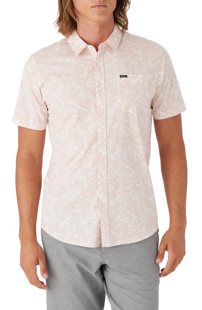 O'Neill Quiver Stretch Short Sleeve Button-Up Shirt in Light Rose Cover