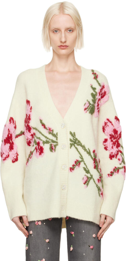 Blumarine Off-White Jacquard Roses Cardigan Cover