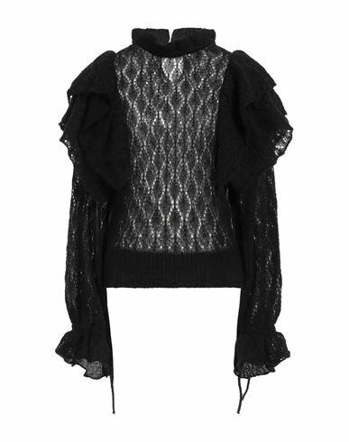 Akep Woman Turtleneck Black Alpaca wool, Polyamide Cover