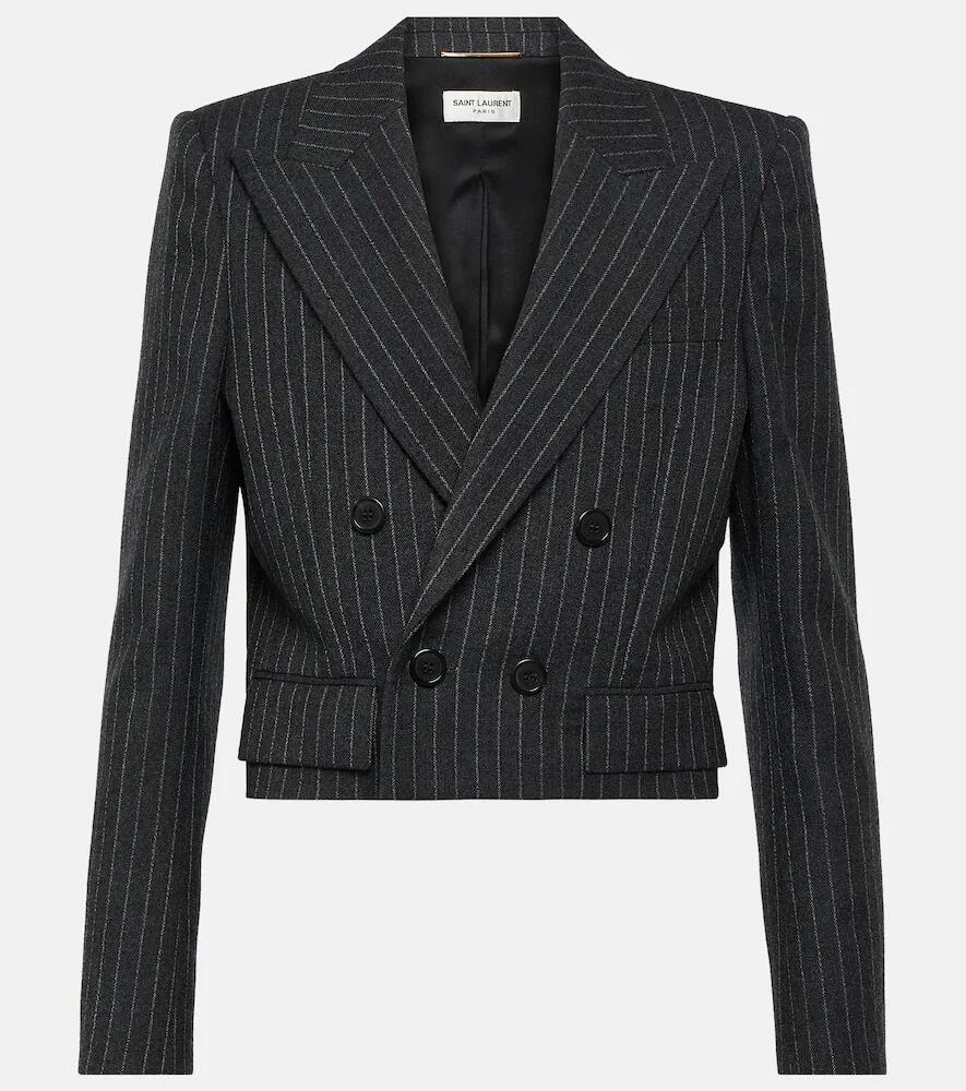 Saint Laurent Pinstripe cropped wool blazer Cover