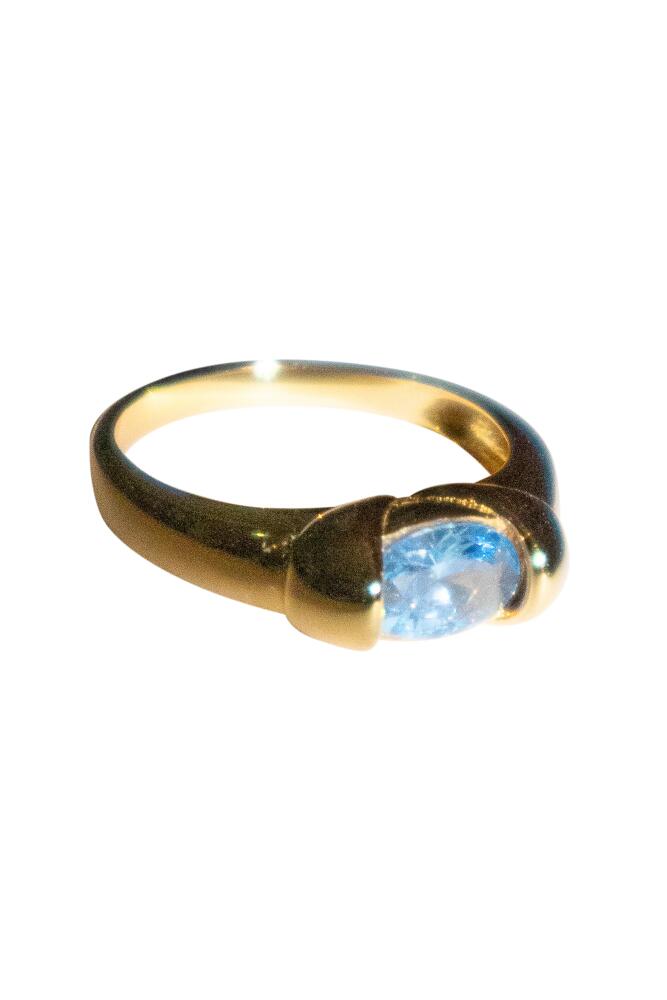 seree Cleo Zircon croissant ring in Blue Cover