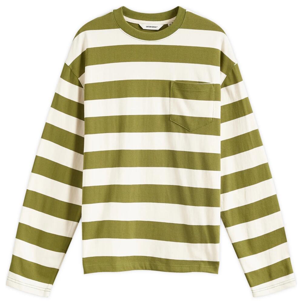 Uniform Bridge Men's Naval Stripe Longsleeve T-Shirt in Olive Cover