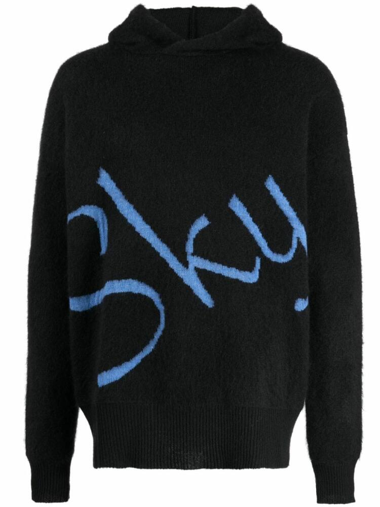 BLUE SKY INN logo-jacquard knitted hoodie - Black Cover