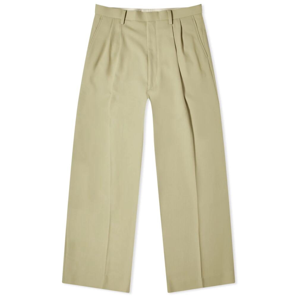 Auralee Men's Hard Twist Wool Trousers in Light Beige Cover