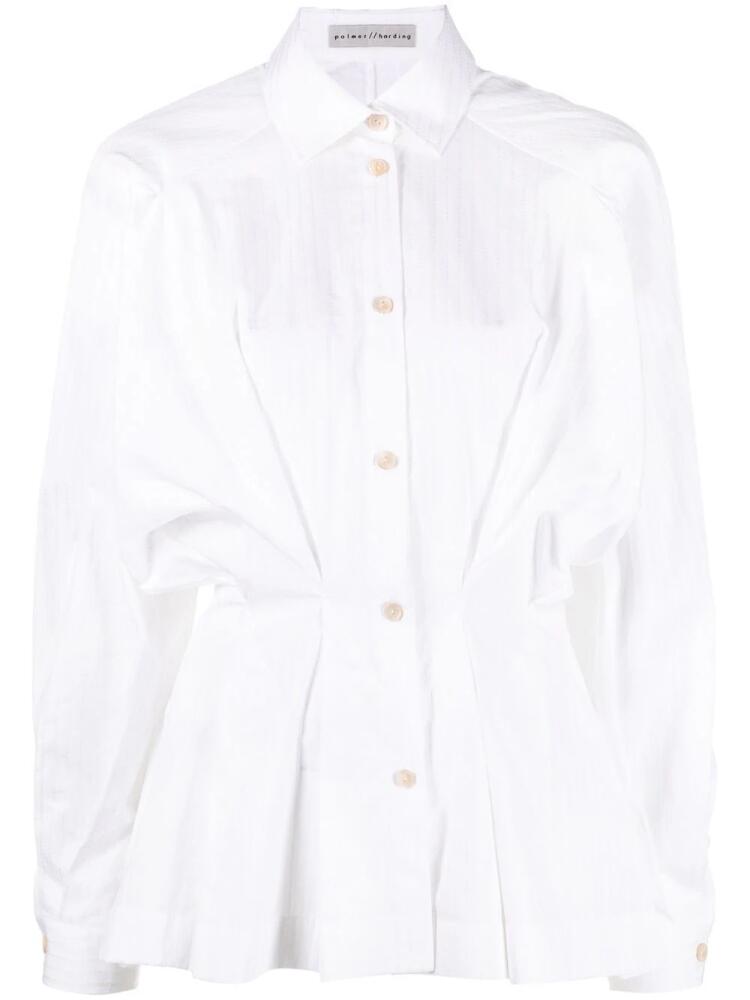 Palmer//Harding gathered-waist cotton shirt - White Cover