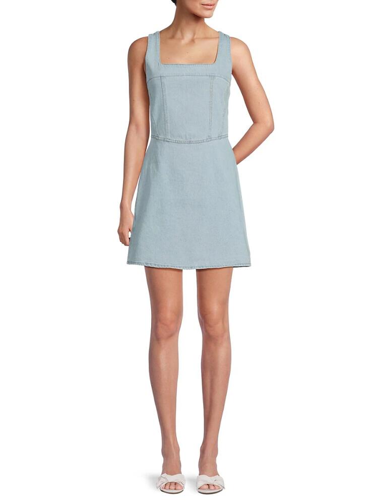 Lea & Viola Women's Denim Mini A Line Dress - Light Wash Cover