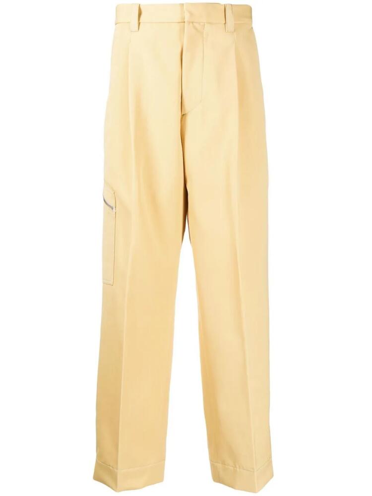 OAMC straight-leg pressed-crease trousers - Yellow Cover