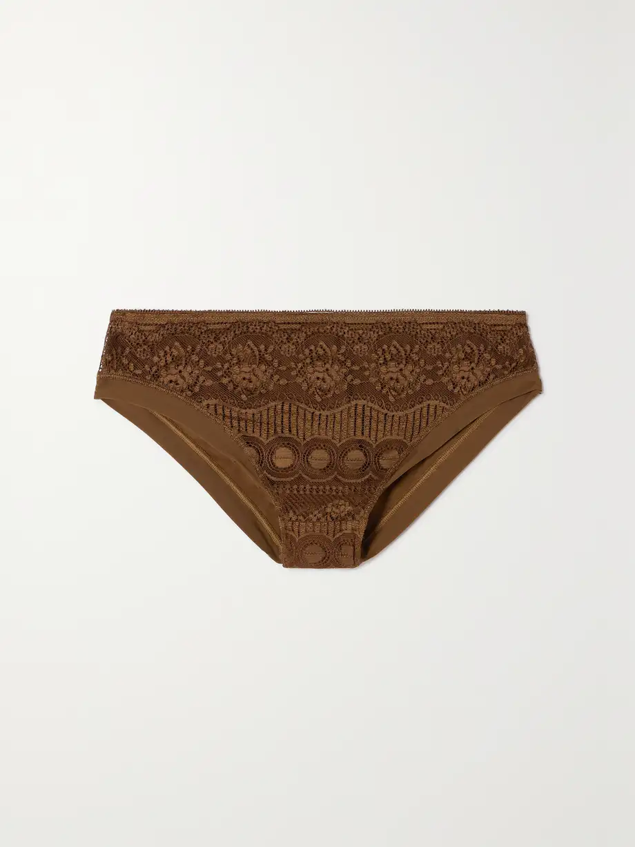 Eres - Flore Glycine Lace And Stretch-jersey Briefs - Brown Cover