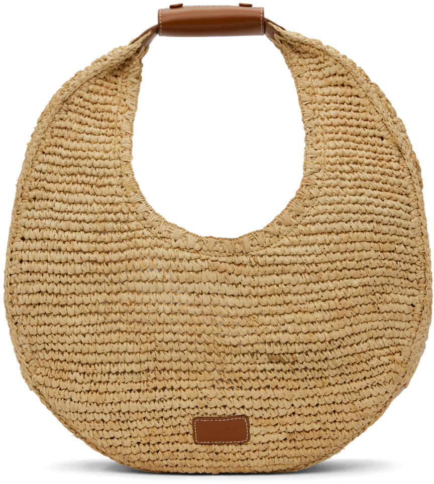 Staud Beige Large Raffia Moon Tote Cover