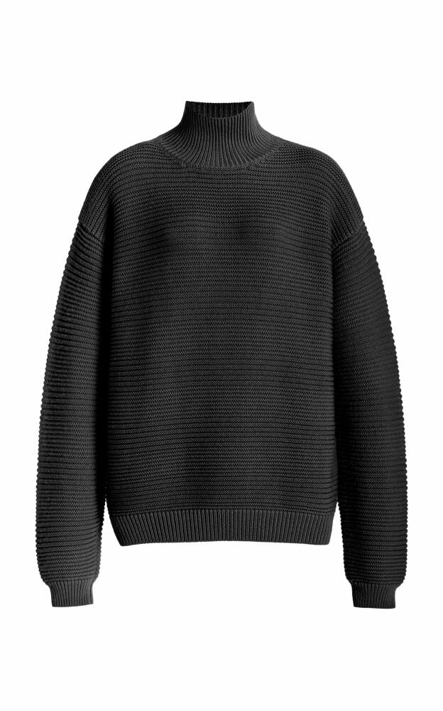 Brandon Maxwell - The Charlie Ribbed Knit Wool Sweater - Black Cover