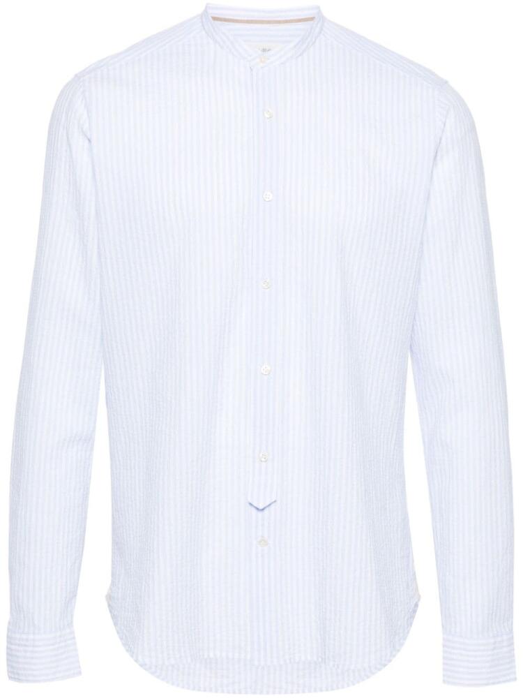 Tintoria Mattei band-collar seersucker shirt - Blue Cover