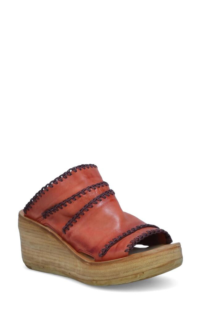 A. S.98 Nelson Platform Wedge Sandal in Rust Cover