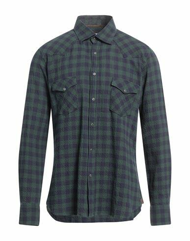 Tintoria Mattei 954 Man Shirt Dark green Size 15 ½ Cotton, Elastane Cover