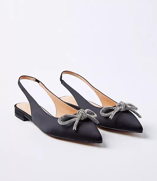 Loft Sparkle Bow Satin Slingback Flats Cover