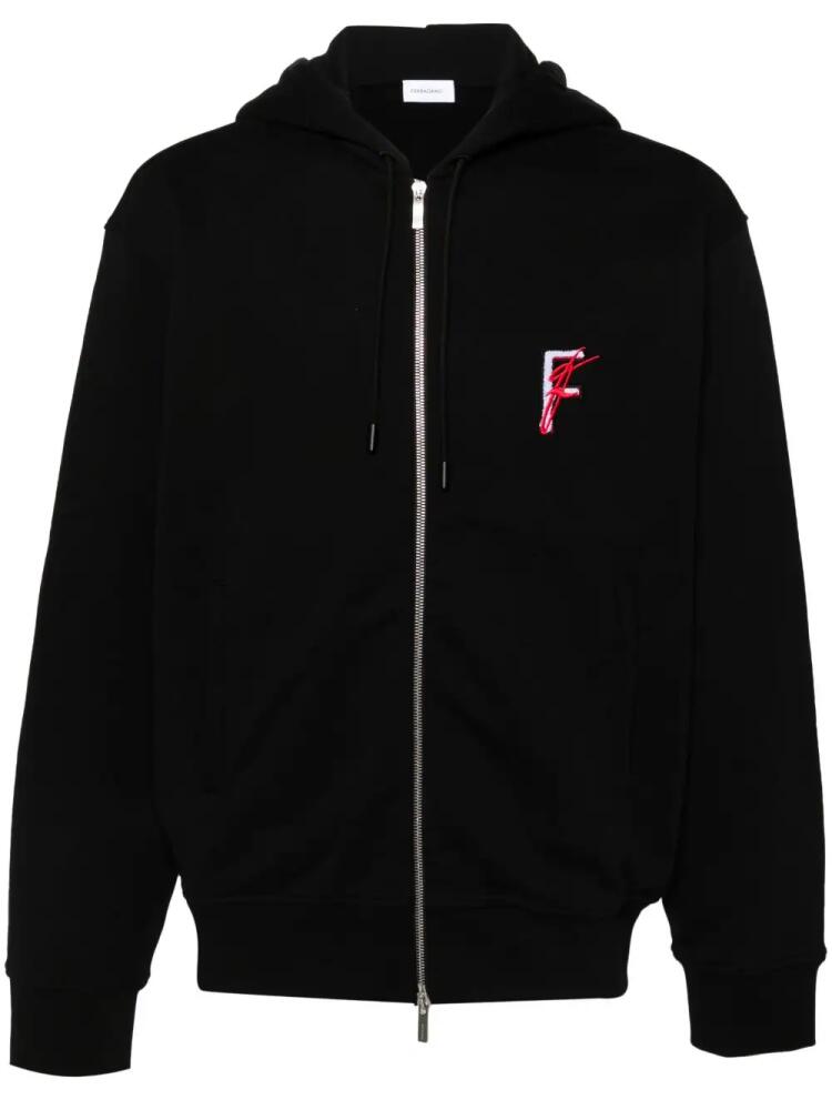 Ferragamo logo-embroidered cotton hoodie - Black Cover