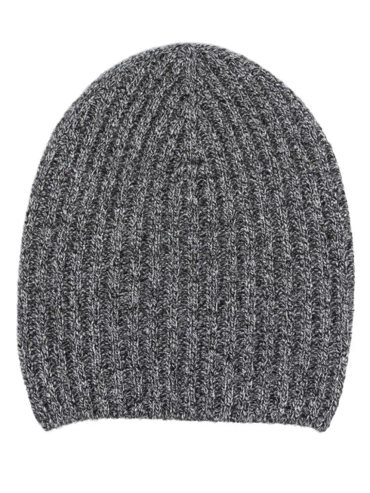 Barrie mélange-effect ribbed-knit cashmere beanie - Blue Cover