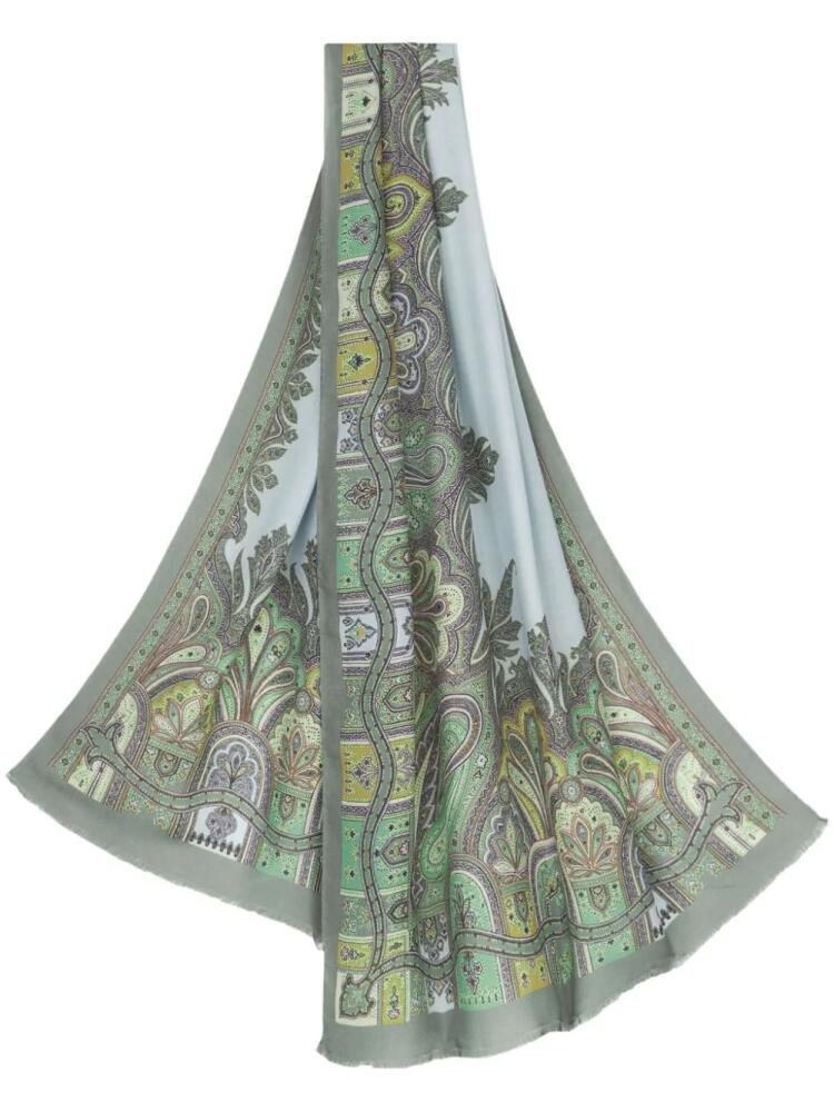 ETRO paisley-print cashmere-blend scarf - Green Cover