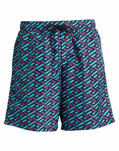 Versace Man Swim trunks Turquoise Polyester Cover