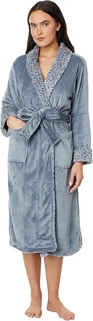 N by Natori Plush Lynx Robe (Blue Granite) Women's Robe Cover