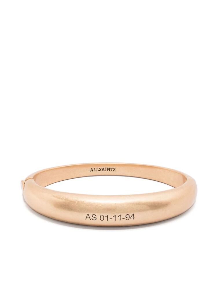 AllSaints Fern engraved logo bangle bracelet - Gold Cover