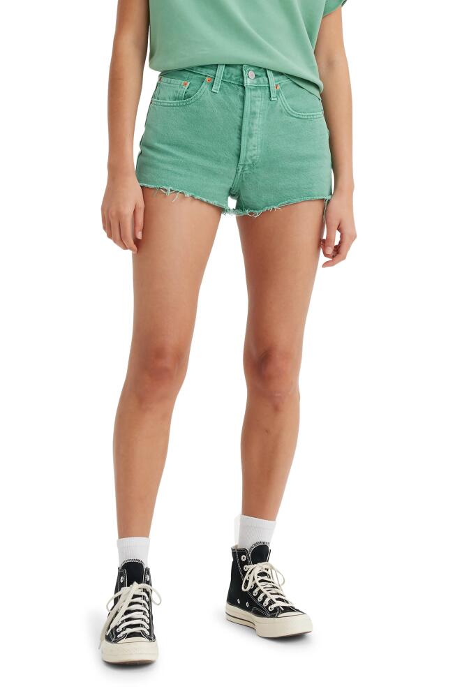 levi's 501 High Waist Cutoff Denim Shorts in Dusty Beryl Green Short Cover