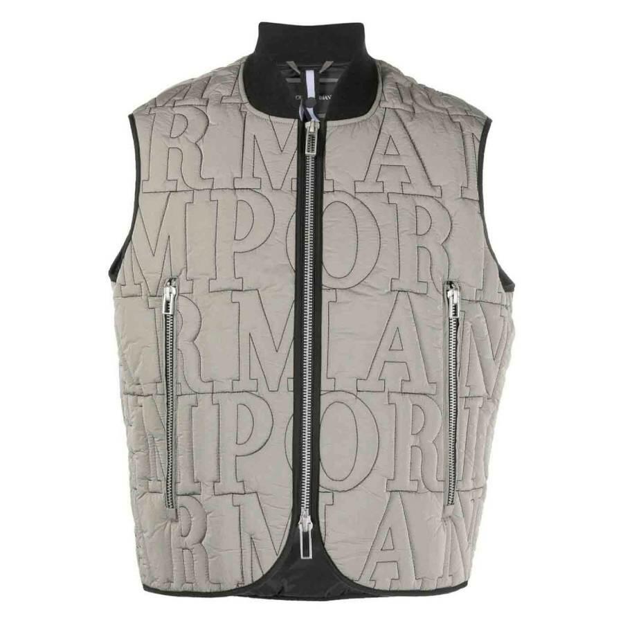 Emporio Armani Mens All-Over Embossed-Logo Gilet Cover